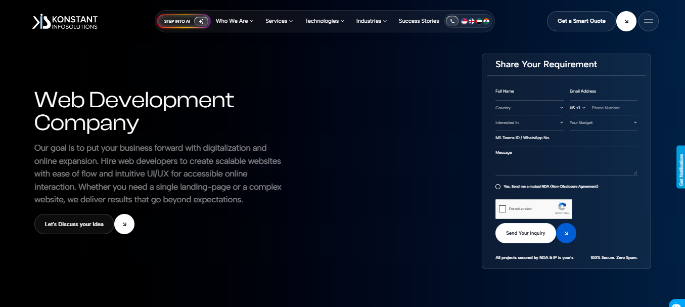 Konstant Infosolutions web development services