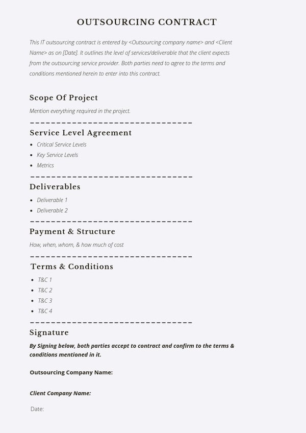 Bpo Contract Template Bpo Contract Template